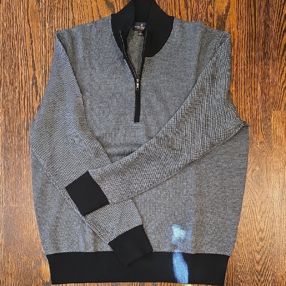 Brooks Brothers Black and Gray Zip-Up Sweater
